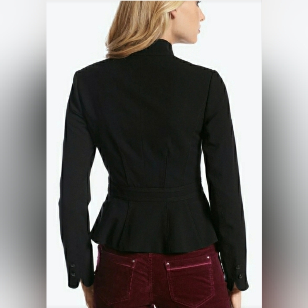 WHBM peplum short jacket ruffled collar twist on a classic sz 0 - Picture 6 of 13